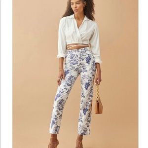 Reformation - Cynthia Toile High Rise Straight Jeans. Monaco Print